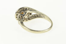 Load image into Gallery viewer, 14K 1950&#39;s Pearl Diamond Loop Halo Statement Ring White Gold