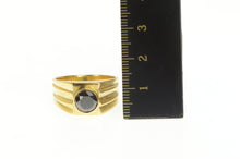 Load image into Gallery viewer, 18K 2.00 Ct Black Diamond Solitaire Grooved Men&#39;s Ring Yellow Gold