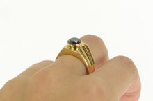 Load image into Gallery viewer, 18K 2.00 Ct Black Diamond Solitaire Grooved Men&#39;s Ring Yellow Gold