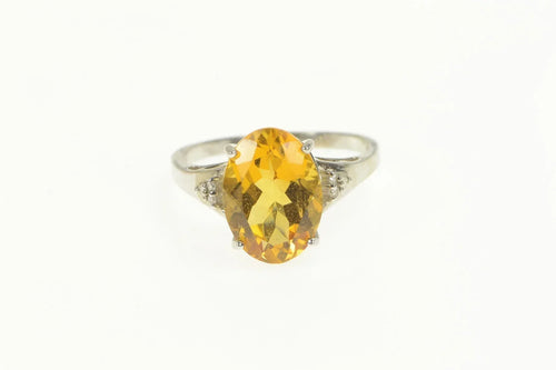 14K 4.00 Ct Citrine Diamond Accent Cocktail Ring White Gold