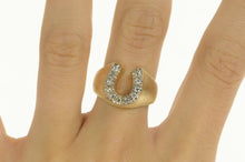 Load image into Gallery viewer, 14K 1960&#39;s 0.22 Ctw Diamond Horse Shoe Lucky Ring Yellow Gold