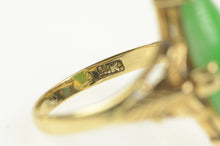 Load image into Gallery viewer, 18K 1960&#39;s Ornate Marquise Jade Navette Statement Ring Yellow Gold