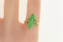 Load image into Gallery viewer, 18K 1960&#39;s Ornate Marquise Jade Navette Statement Ring Yellow Gold