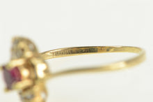 Load image into Gallery viewer, 10K Ruby Diamond Cluster Accent Marquise Ring Yellow Gold