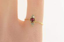 Load image into Gallery viewer, 10K Ruby Diamond Cluster Accent Marquise Ring Yellow Gold