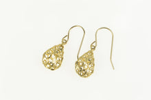 Load image into Gallery viewer, 10K Diamond Cut Puffy Scalloped Tear Drop Earrings Yellow Gold