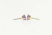 Load image into Gallery viewer, 10K Princess Amethyst Simple Square Solitaire Stud Earrings Yellow Gold