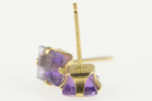 Load image into Gallery viewer, 10K Princess Amethyst Simple Square Solitaire Stud Earrings Yellow Gold