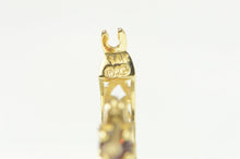 Load image into Gallery viewer, 14K Garnet Inset Ornate Filigree Fashion Hoop Earrings Yellow Gold