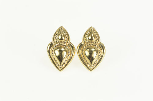 14K Puffy Arabesque Dot Trim High Relief Stud Earrings Yellow Gold