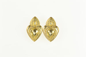 14K Puffy Arabesque Dot Trim High Relief Stud Earrings Yellow Gold