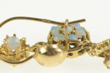 Load image into Gallery viewer, 14K Victorian Opal Flower Cluster Dangle Earrings Yellow Gold