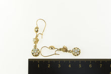 Load image into Gallery viewer, 14K Victorian Opal Flower Cluster Dangle Earrings Yellow Gold