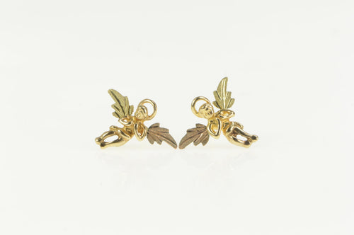 10K Black Hills Leaf Cluster Angle Stud Earrings Yellow Gold