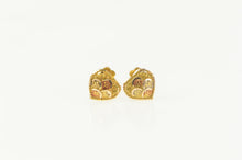 Load image into Gallery viewer, 18K Textured Heart Love Symbol Screw Back Stud Earrings Yellow Gold