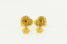 Load image into Gallery viewer, 18K Textured Heart Love Symbol Screw Back Stud Earrings Yellow Gold
