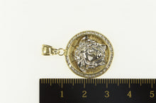 Load image into Gallery viewer, 10K Medusa Halo Shadow Box Greek Mythology Pendant Yellow Gold