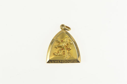 18K Luxembourg Triangle Puffy Travel Souvenir Charm/Pendant Yellow Gold