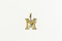 Load image into Gallery viewer, 14K Two Tone Cherub M Letter Monogram Initial Pendant Yellow Gold