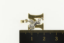 Load image into Gallery viewer, 14K Two Tone Cherub M Letter Monogram Initial Pendant Yellow Gold
