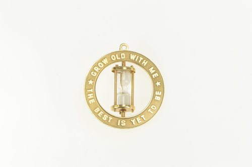 14K Grow Old With Me 3D Articulated Hourglass Charm/Pendant Yellow Gold