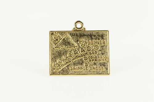 14K Colorado State Ornate Travel Souvenir Charm/Pendant Yellow Gold