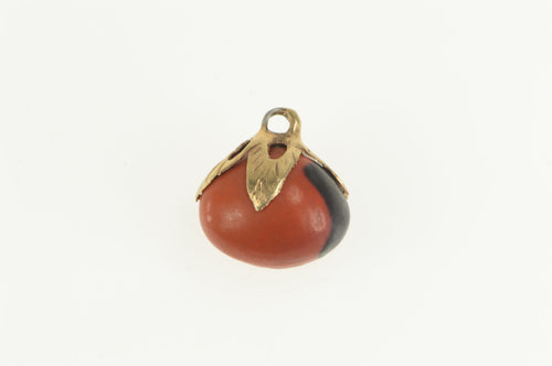 14K Retro Coral Fruit Vegetable Motif Charm/Pendant Yellow Gold