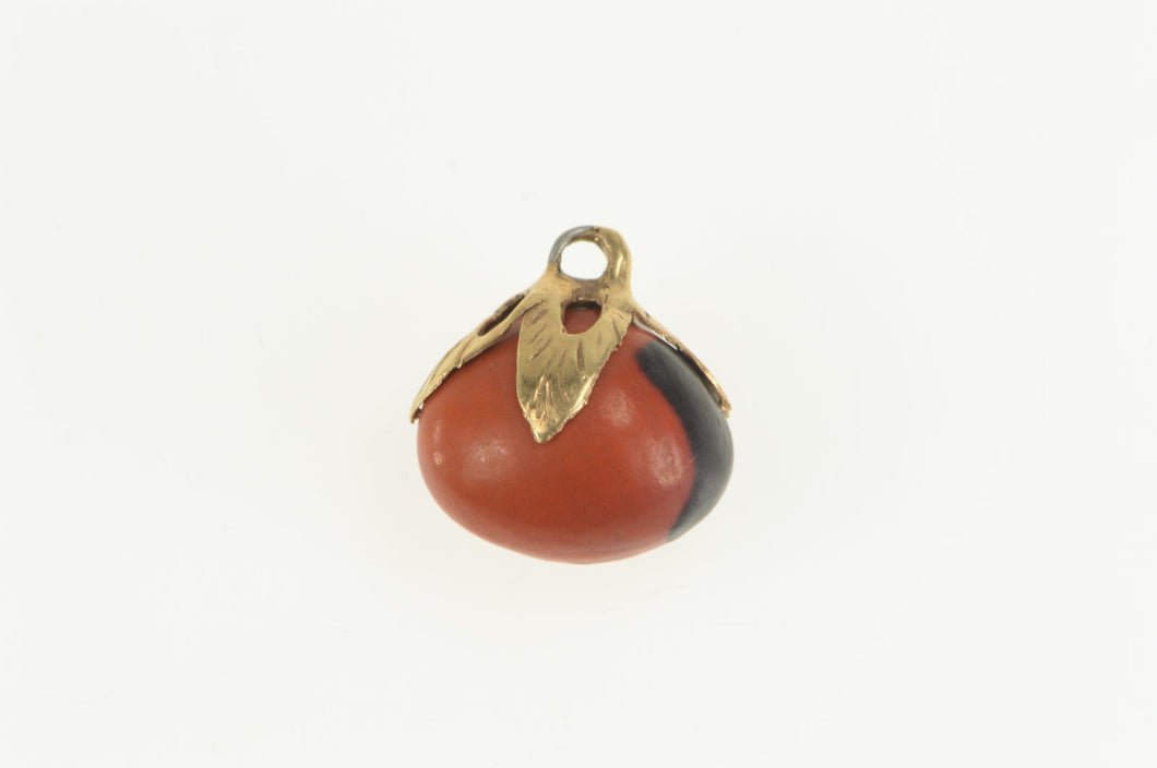 14K Retro Coral Fruit Vegetable Motif Charm/Pendant Yellow Gold