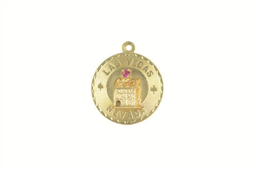14K Las Vegas Nevada Slot Machine Souvenir Charm/Pendant Yellow Gold