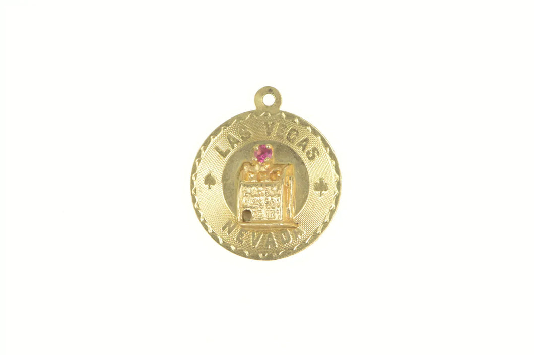 14K Las Vegas Nevada Slot Machine Souvenir Charm/Pendant Yellow Gold
