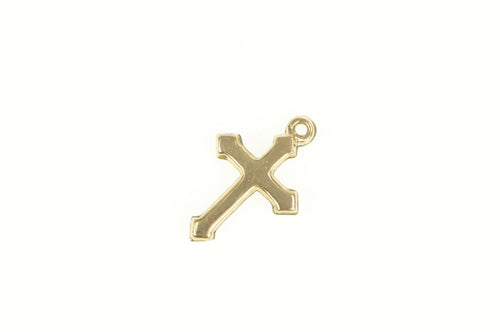 14K Puffy Classic Cross Christian Faith Symbol Charm/Pendant Yellow Gold