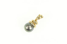 Load image into Gallery viewer, 14K Tahitian Pearl Inset Swirl Spiral Statement Pendant Yellow Gold