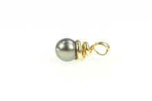 Load image into Gallery viewer, 14K Tahitian Pearl Inset Swirl Spiral Statement Pendant Yellow Gold