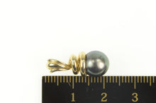 Load image into Gallery viewer, 14K Tahitian Pearl Inset Swirl Spiral Statement Pendant Yellow Gold