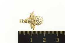 Load image into Gallery viewer, 10K Heart Cherub Baby Guardian Angel Charm/Pendant Yellow Gold