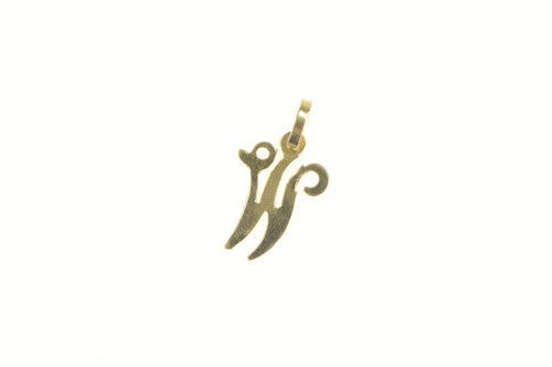 14K W Cursive Letter Initial Monogram Charm/Pendant Yellow Gold