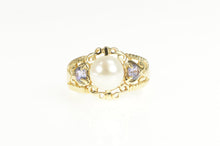 Load image into Gallery viewer, 14K Elaborate Pearl Tanzanite Accent Statement Ring Yellow Gold