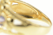 Load image into Gallery viewer, 14K Elaborate Pearl Tanzanite Accent Statement Ring Yellow Gold
