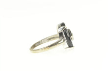 Load image into Gallery viewer, 10K Oval Black Onyx Diamond Overlay Statement Ring White Gold