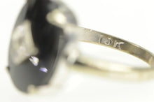 Load image into Gallery viewer, 10K Oval Black Onyx Diamond Overlay Statement Ring White Gold