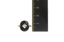 Load image into Gallery viewer, 10K Oval Black Onyx Diamond Overlay Statement Ring White Gold