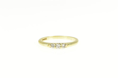 14K Diamond Three Stone Stackable Wedding Band Ring Yellow Gold