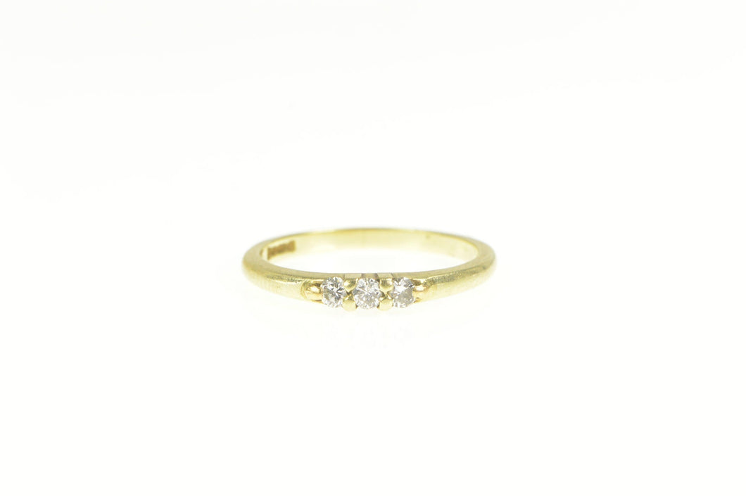 14K Diamond Three Stone Stackable Wedding Band Ring Yellow Gold