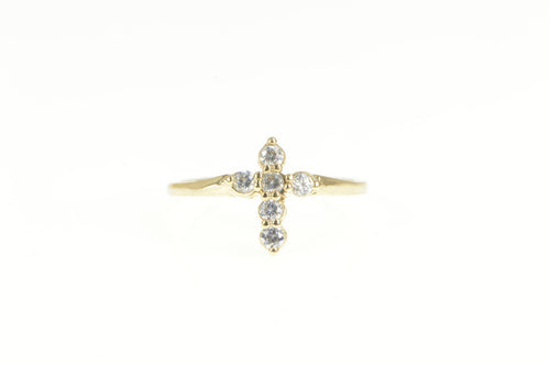 10K Cross Christian Faith Symbol CZ Statement Ring Yellow Gold