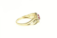 Load image into Gallery viewer, 10K Heart Syn. Ruby CZ Halo Cluster Statement Ring Yellow Gold