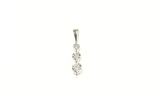 Load image into Gallery viewer, 10K Three Tiered Diamond Drop Journey Statement Pendant White Gold