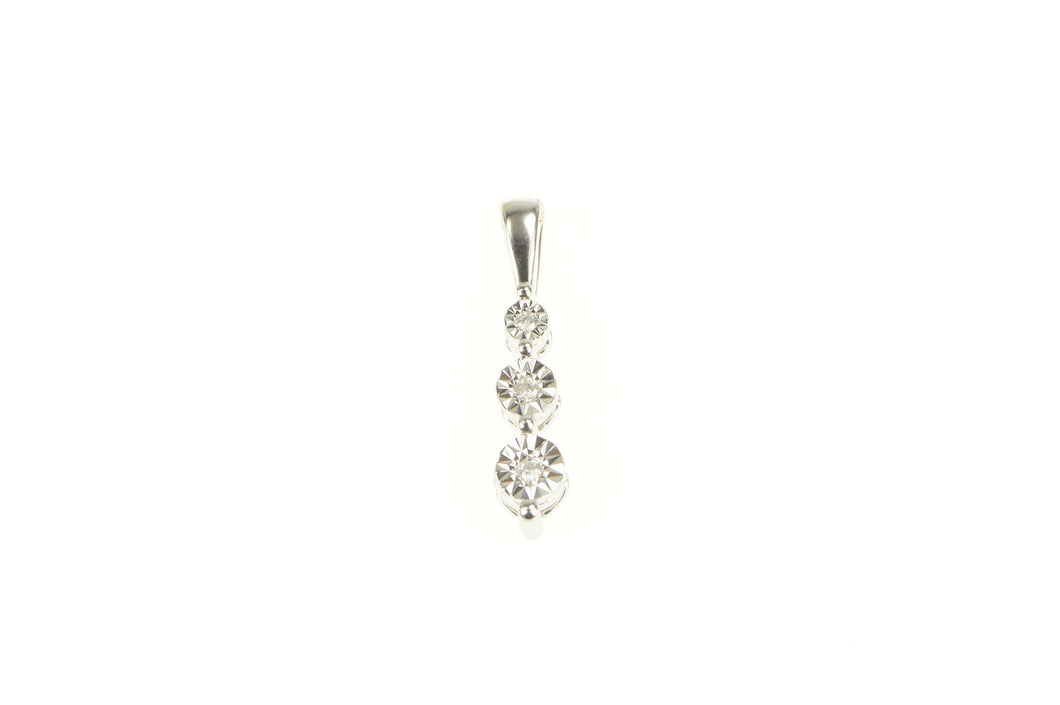 10K Three Tiered Diamond Drop Journey Statement Pendant White Gold
