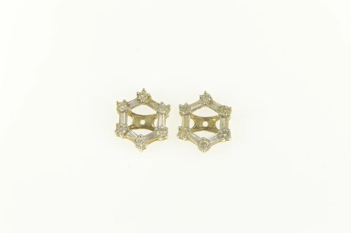 10K 0.96 Ctw Baguette Diamond Stud Enhancer Earring Jackets Yellow Gold