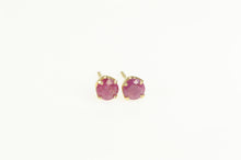 Load image into Gallery viewer, 14K Round Natural Ruby Solitaire Classic Stud Earrings Yellow Gold