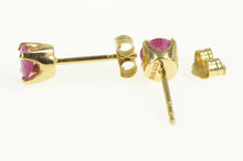 Load image into Gallery viewer, 14K Round Natural Ruby Solitaire Classic Stud Earrings Yellow Gold